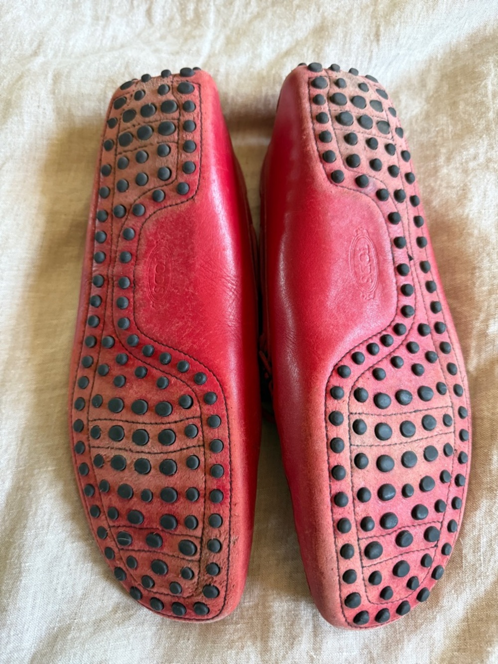 Tod's Red Leather Women's Driving Loafers - Picture 4 of 6